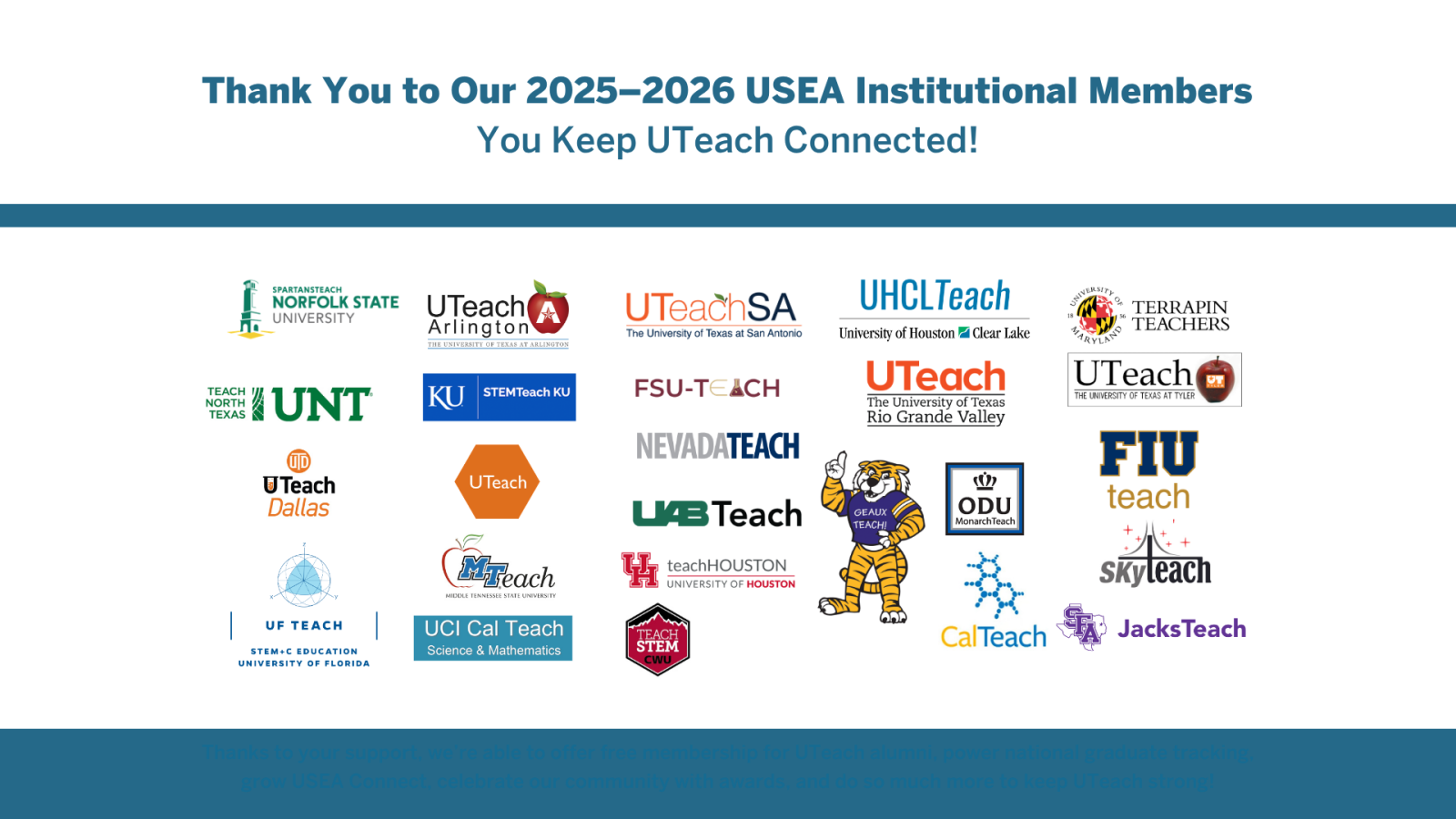 a graphic of the UTeach programs that are USEA Institutional Members